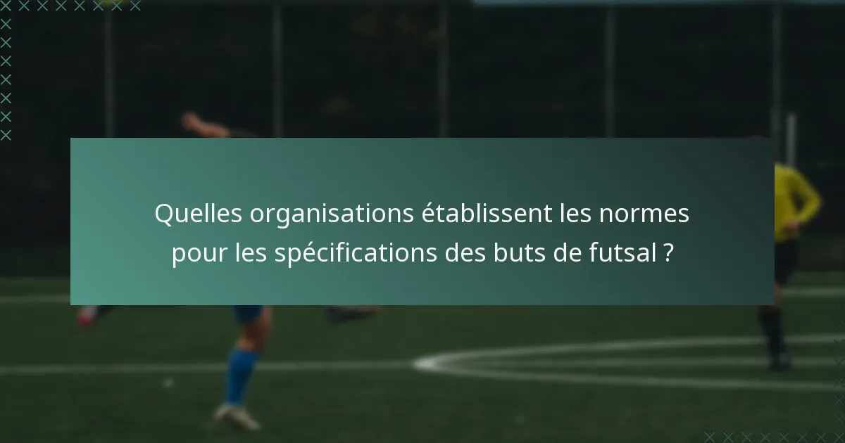 Quelles organisations établissent les normes pour les spécifications des buts de futsal ?